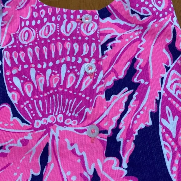 Lilly Pulitzer CoCo Safari Print Fuchsia Pink and Navy Back Button Dress - Picture 6 of 9